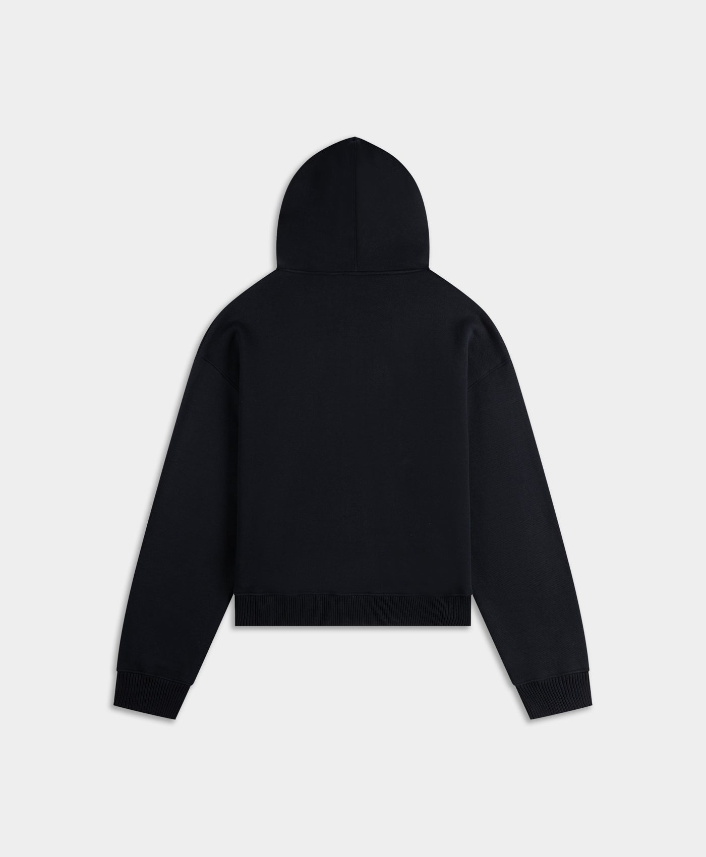 Black Boxy Zip Up Hoodie