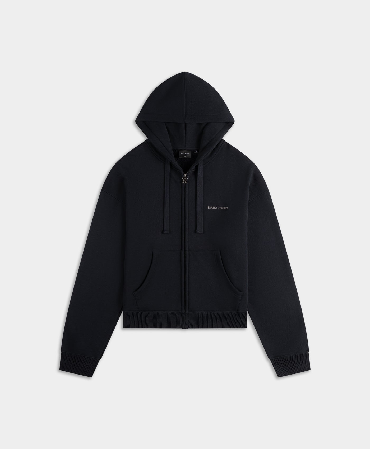Black Boxy Zip Up Hoodie