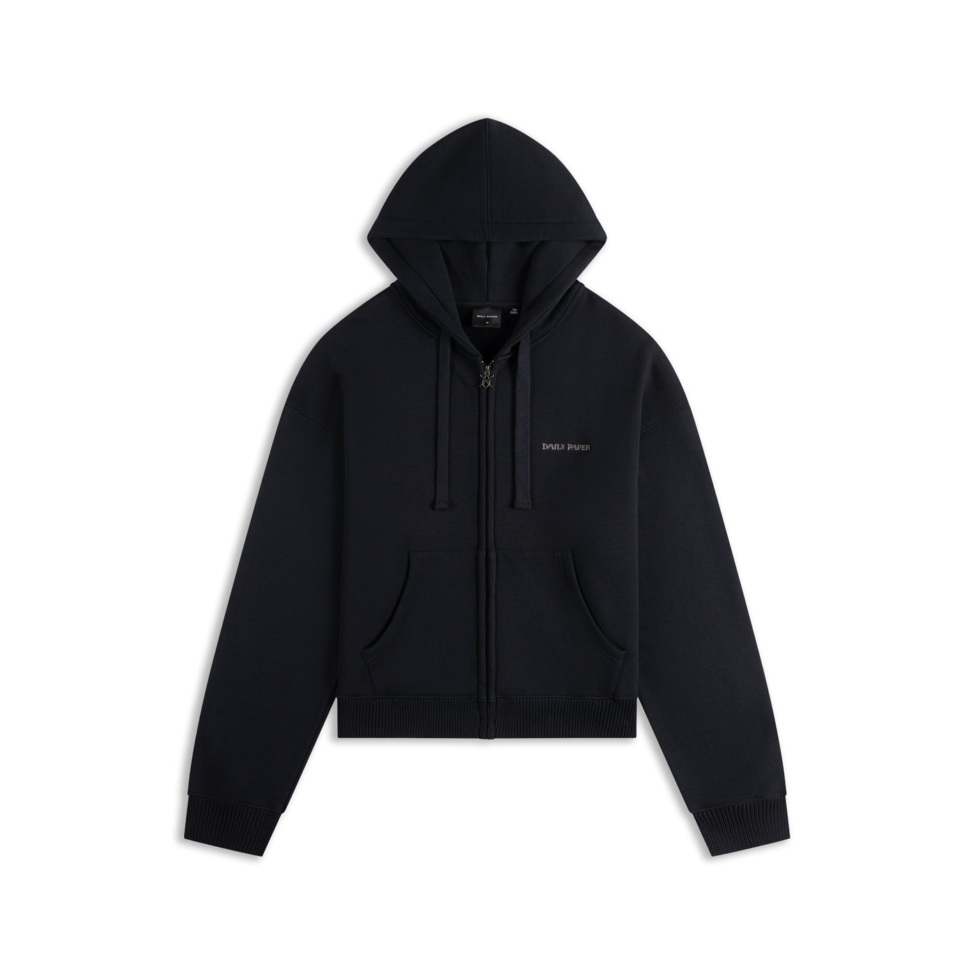 Black Boxy Zip Up Hoodie