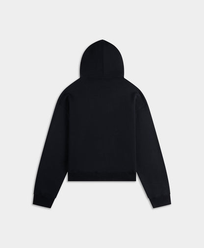 Black Boxy Zip Up Hoodie